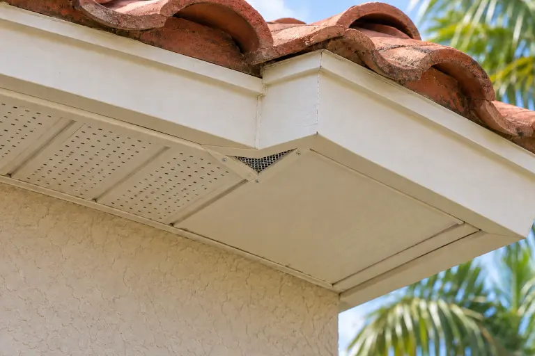 AI-generated matching example of the soffit opening covered with fitted mesh and trim